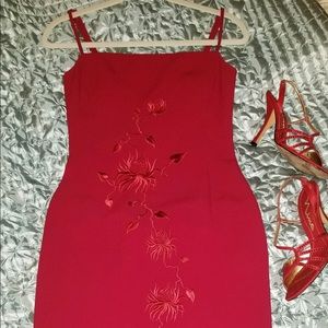 Karen Millen Red Embroidered Cocktail Dress.